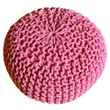 Puf med diameter 55 cm (pink) - Strik skammel/gulvpude - Groft strik look ekstra høj højde 37 cm