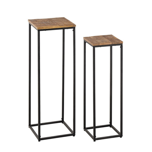 Flower column set - Flower stool Peru square plant stand - W 25 and 20 H 78 and 67 cm