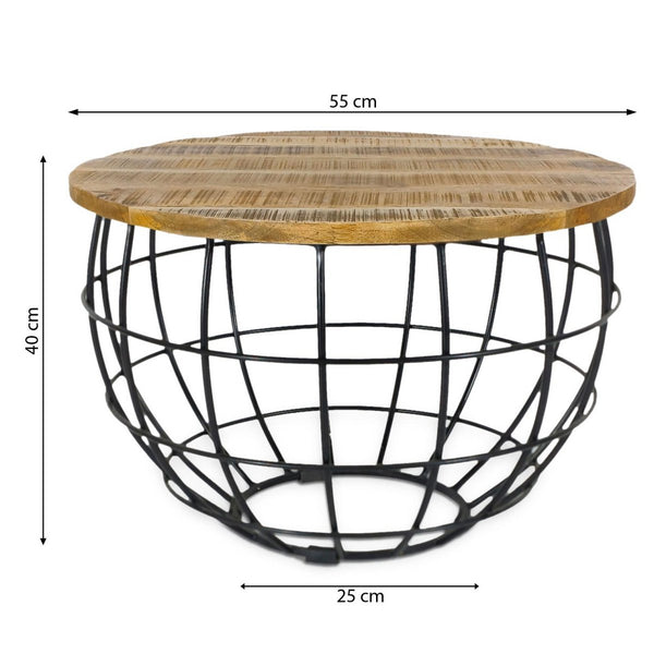 Säit Dësch nohalteg Kaffisdësch Kaffisdësch Ronn Lexington ø 55 cm solid Metal Frame