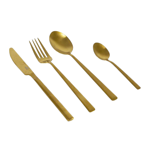 Besteck Set - 16 Deeler fir 4 Persounen - Model Fairbaks - Gold oder schwaarz