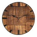 Wanduhr Holzdurchmesser 30 cm. Wunnzëmmer Auer modern Ronn aus Holz Vintage Silent. Aus Mangoholz gemaach.